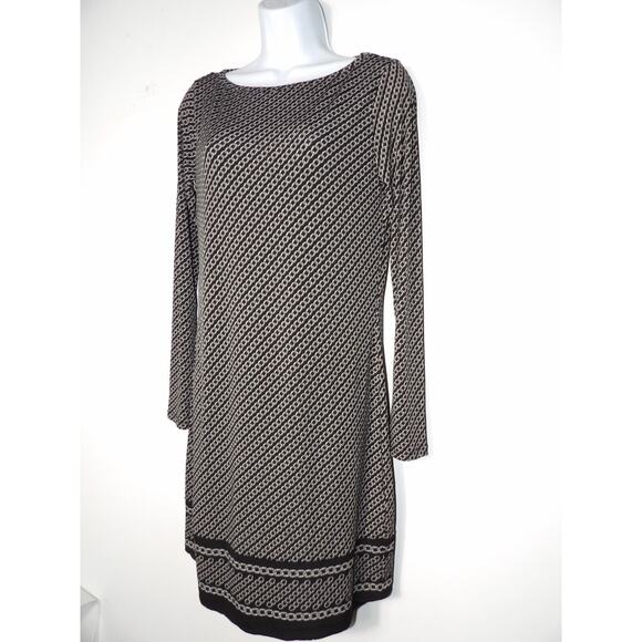 Michael Kors Dress Sz Small Shift Chain Link Pattern Black Gray Knee Length Arts - Picture 3 of 12